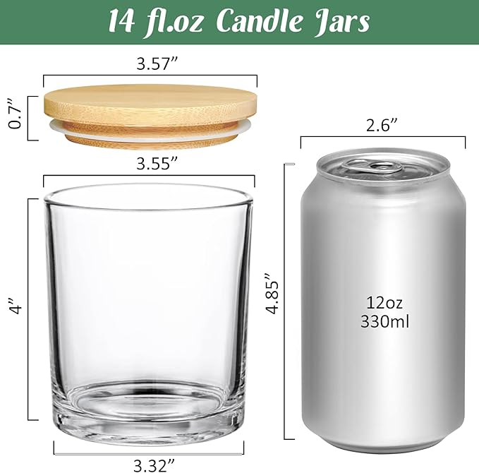 SUPMIND 20 Pack 14 fl.oz Glass Candle Jars - Clear Empty Candle Vassels with Bamboo Lids, Bulk Containers Jars for Making Candles 12 14 fl.oz