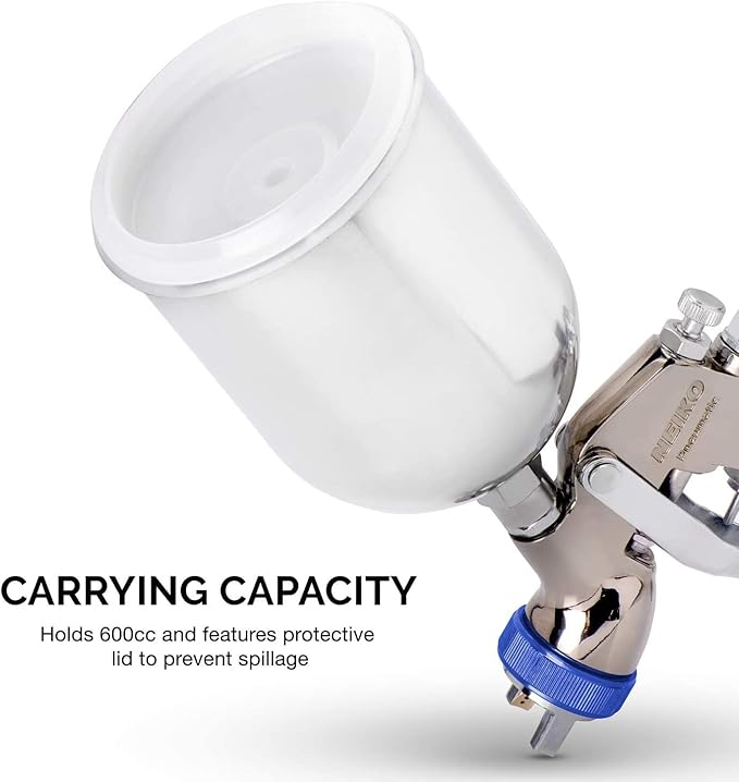 NEIKO 31213A Air Spray Paint Gun, HVLP with Gravity Feed, 1.3 MM Nozzle, 600 CC Capacity, Spray Gun Paint Sprayer for Walls, Automotive, Home Improvement
