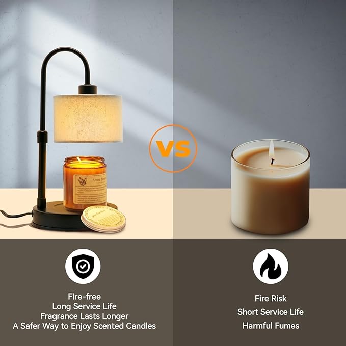 Cosy Life Candle Warmer Lamp with Remote Control & Timer, Dimmable Electric Wax Melt Lamp for Home Fragrance, Includes 2 Bulbs, Housewarming Birthday Gifts for Women, Bedroom Living Room Decor