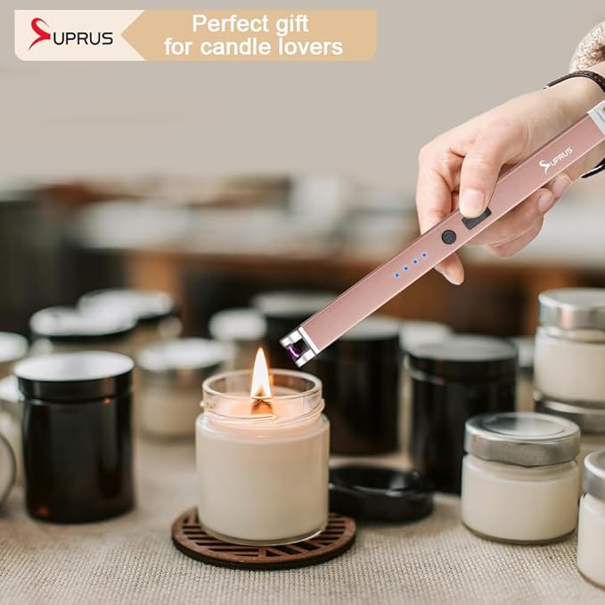 SUPRUS Electric Arc Lighter Windproof Flameless Rechargeable USB Lighter with Safety Lock for Home Kitchen BBQ Candle