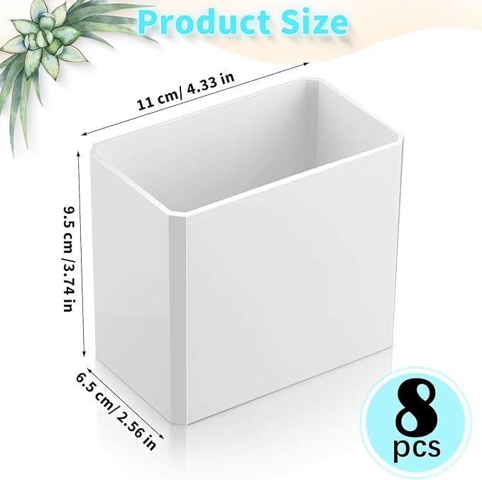 Suclain 8 Pcs Wall Mounted Organizer Non-Drilling Adhesive Floating Shelf White Wall Bin Organizer Hanging Storage Containers for Bedroom Bathroom Kitchen Office