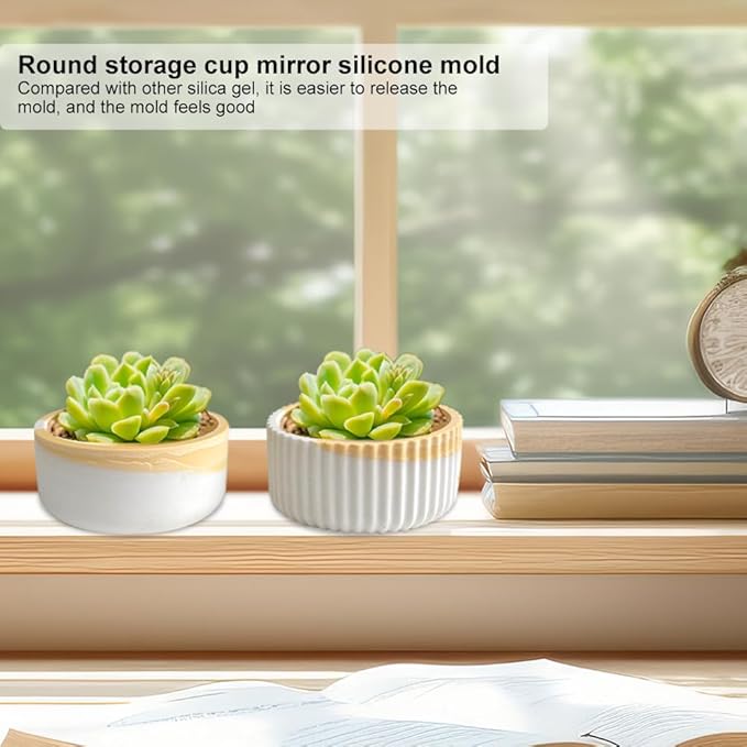 2PCS Storage Box with Lids Candle Jar Molds Set, Tea Light Candle Holder Silicone Molds for Resin, Round Shape Tealight Candle Molds for Epoxy Casting DIY Projects