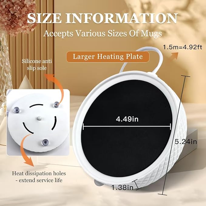 Candle Warmer Plate,with Timer Auto Shut Off Ceramic Electric Large Candle Wax Melt Warmer for Jar Candles, Mug Warmer Heater for Coffee Cup Beverage Milk Tea for Home Office(White)