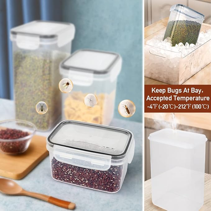 JUJOJB 64 PCS Airtight Food Storage Containers With Lids BPA Free,6 Pack With Pouring Spout Cereal Containers Storage for Kitchen Pantry Organization and Storage,Dishwasher safe,Labels Marker