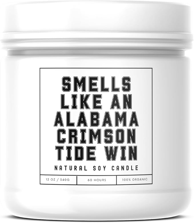 Smells Like an Alabama Crimson Tide Win - Scented Soy Wax Candle (8.0 oz) 50-60 Hour Burn Time, Cotton Wick, Frosted White Glass Jar (Vanilla)