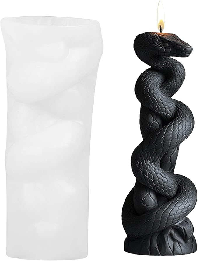Candle Mold for Candle Making, 3DSilicone Mold for Resin Casting DIY Plaster Polymer Clay Home Decoration (Serpent Column)