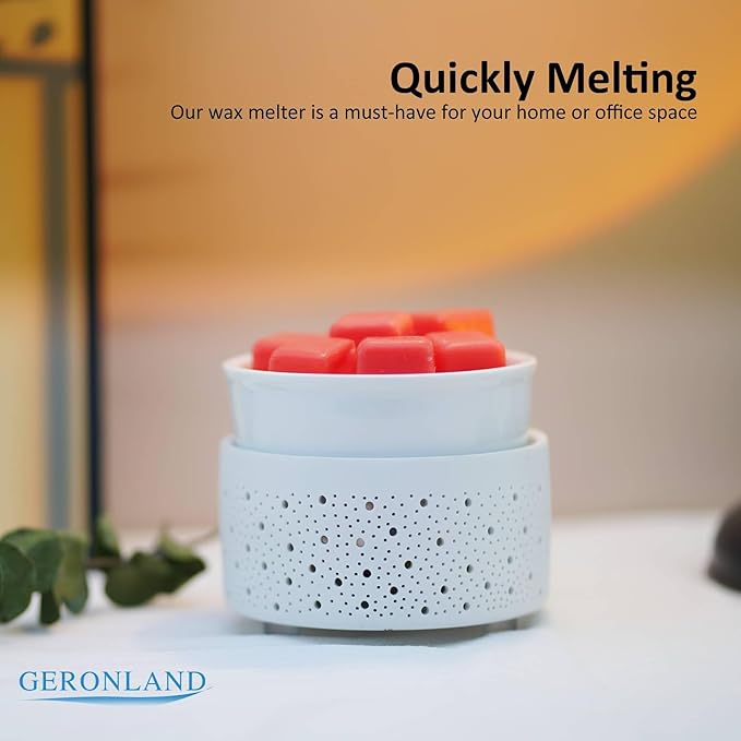 Wax Melt Warmer Ceramic 3-in-1 Oil Burner Electric Candle Wax Warmer Burner Heating Plate Melter Fragrance Warmer for Scented Waxs Home Office Bedroom Aromatherapy Gift& Décor