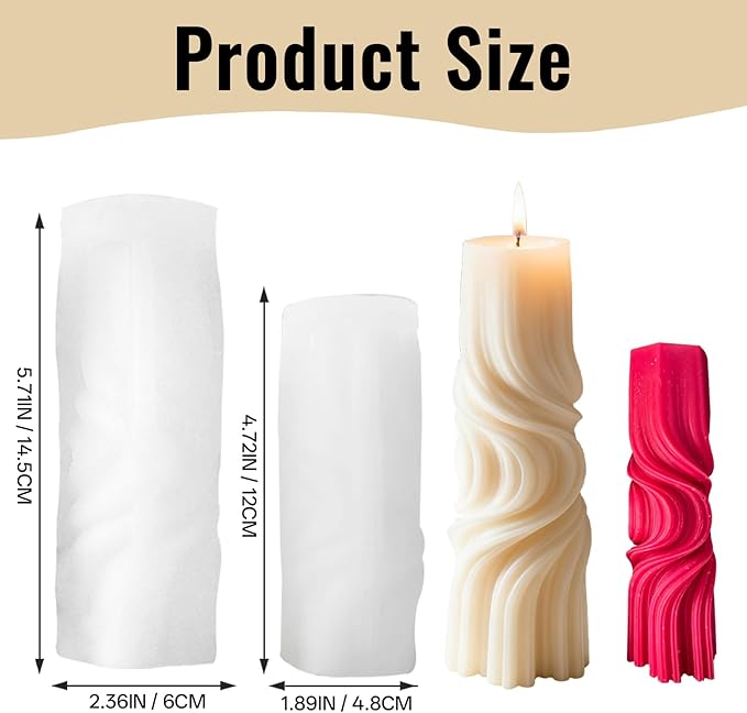 2 Packs Spiral Wave Candle Molds - Silicone Resin Casting Molds for Aromatherapy Plaster, Resin Casting Mould for Gifts Home Decor & Soap Craft Supplies