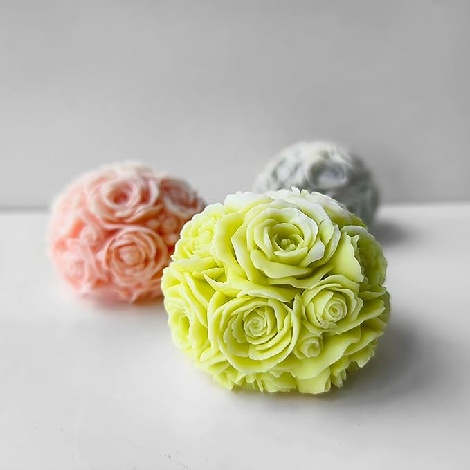Rose Ball Round Candle Mold - Silicone 3D Molds for Candy & Home Decor - Resin Casting & Making Molds