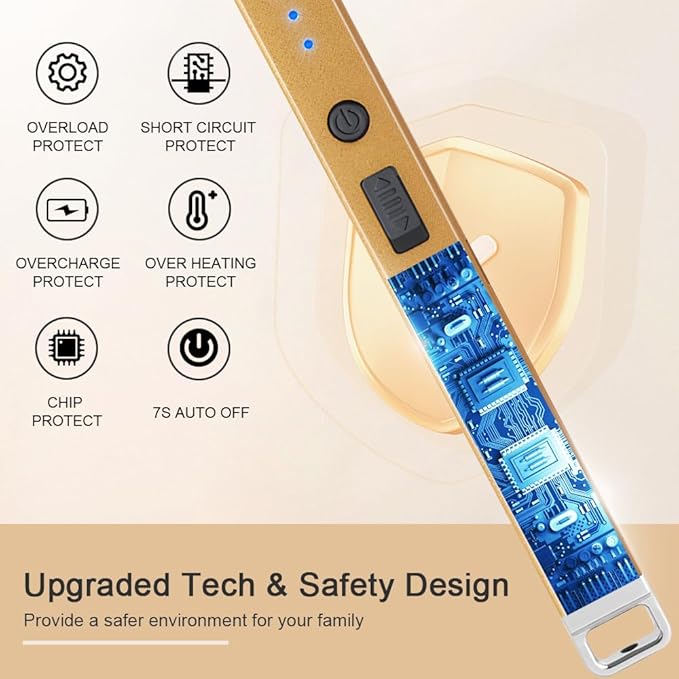 SUPRUS Electric Arc Lighter Windproof Flameless Rechargeable USB Lighter with Safety Lock for Home Kitchen BBQ Candle