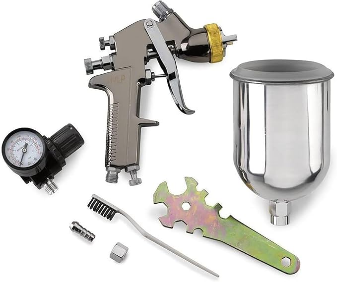 NEIKO 31215A HVLP Spray Gun Paint Sprayer, 1.7 mm Spray Paint Gun, Nozzle Size 600 cc Air Gauge Regulator, Auto Paint Spray Gun, HVLP Spray Gun Kit