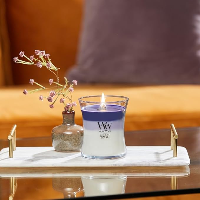 WoodWick Medium Hourglass Candle Evening Luxe - Premium Soy Blend Wax Pluswick Innovation Wood Wick Made in USA