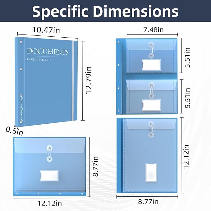 Important Document Organizer, Folders for Documents, Family File Folder Organizer with Elastic Band, Binder Organizer for Paper, Certificates, Passports, Photos, 1 pc