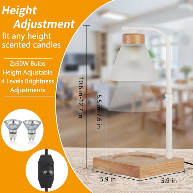 nawaza Dimmable Candle Warmer Lamp Electric Light for Candle Melter Scented Candles Top-Down Melting, Scented Wax Warmer for Home Offices Decor, Birthdays Gifts for Women Mom Grandma(White)