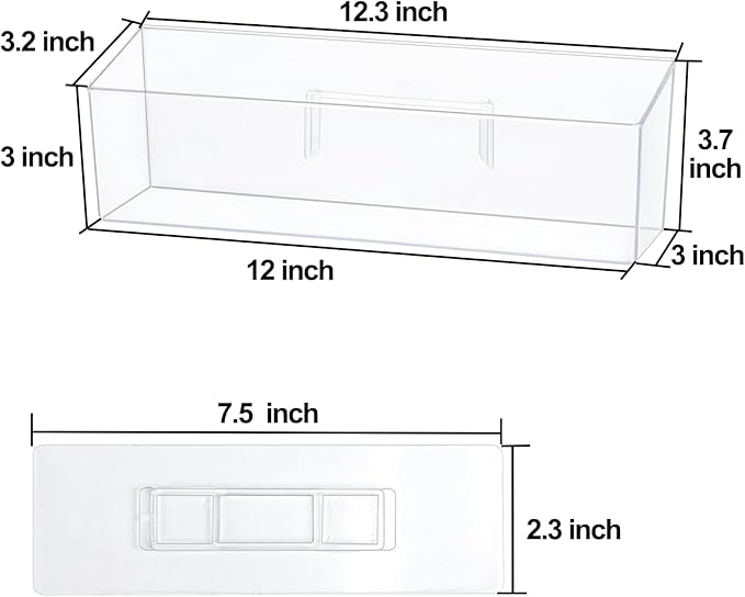 Wall Mounted Organizer Bins, Wall Mount Spice Rack, Adhesive Hanging Bin Fridge Organizer for Bathroom,Kitchen,Cabinet,Pantry,Countertops (12.2×3.9×3.1")