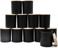 SHOWIN 14 OZ Thick Candle Jars for Making Candles 12 Pcs, 3 Wick Empty Jars with Wood Lids for Candle Making, Sample Container,Matte Black