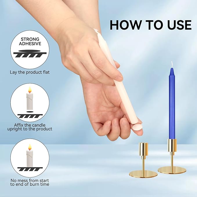 48 Pieces White Adhesive Small Candles, Accessories Candle Wax Dots- Adhesive,Wax Sticky Dots,Candl Accessories (48)