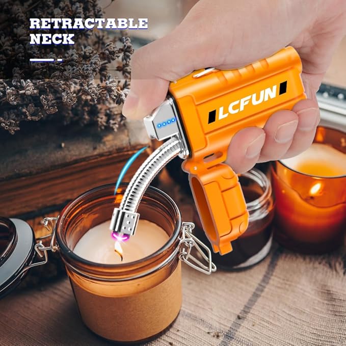 LcFun USB Rechargeable Electric Arc Lighter Windproof Plasma Lighters with LED Battery Display, Waterproof Matches with Flashlight for Camping, Survival Tactical Gear