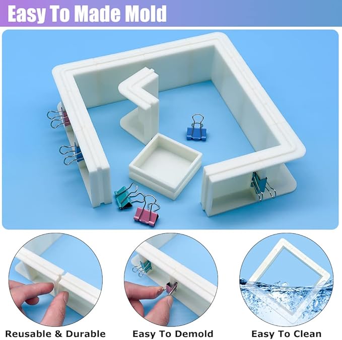 2-Pack Adjustable Mold-Housing for Silicone Molds - Rubber Mold Making Kit, Housing Frame for DIY Candle, Soap, and Resin Molds