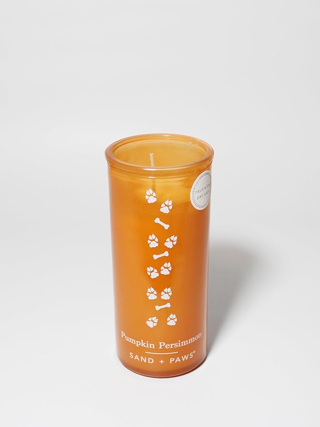 Sand + Paws Pumpkin Persimmon 10.5 oz Scented Candle - Autumn Home Fragrance, Neutralizes Odors, Sulfate and Cruelty Free – 100% Cotton Lead-Free Wicks - 10.5 oz