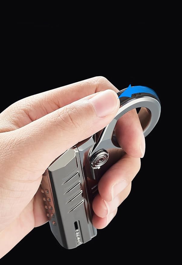 Torch Lighter - Windproof Blue Flame Refillable Butane Lighter with Adjustable Flame, Gift-Ready Box, Stress-Relief Features, Perfect for Outdoor Use & Special Occasions(Gas Not Include) (Silver)