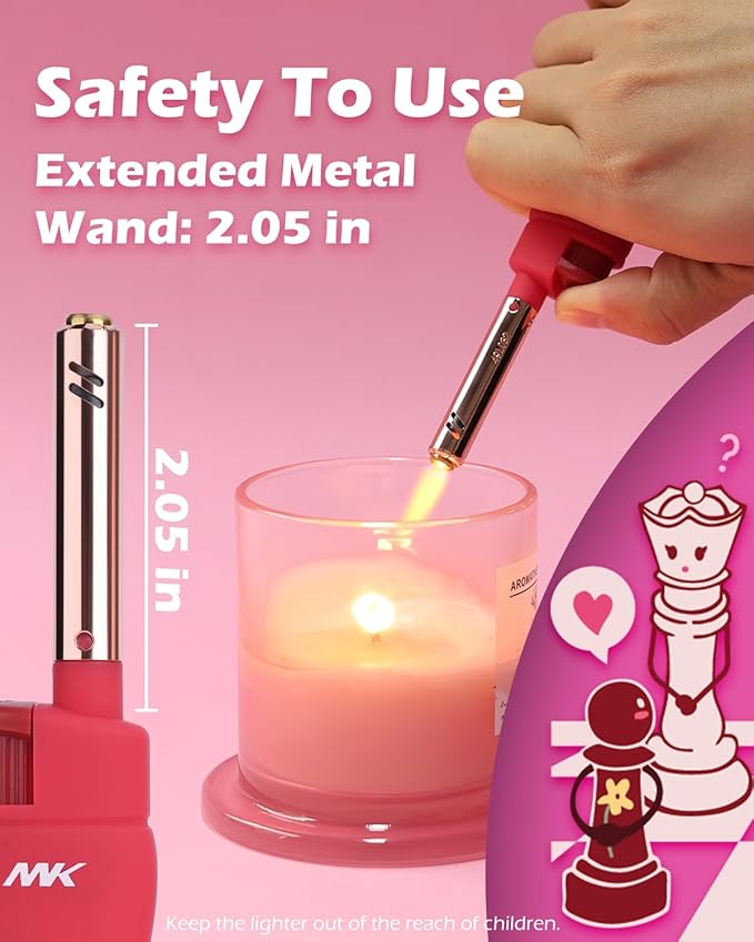 MK Lighter Collector’s Edition Refillable Candle – Multipurpose Jet Flame Butane with Long Wand for Indoor & Outdoor Use Gift Couples Friends Family (Polar love-5PC)