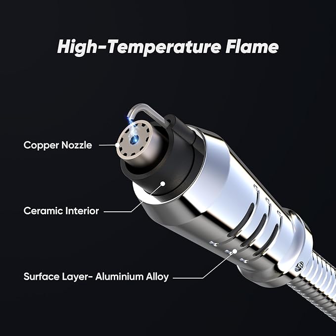 Butane Lighter Torch Long Lighter Refillable Lighter Windproof with Visual Fuel Window Flexible Extra Long Torch Lighter for Fireplace Candles (No Butane Included) (Black + Orange, 2 Pack)