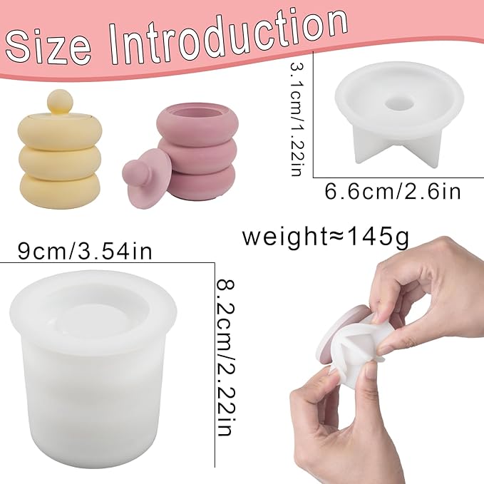 1 Pc Exquisite Resin Mold with Lid Silicone Mold for Epoxy Casting Concrete DIY Art Crafts Kits Candy Jewelry Storage Boxes Scented Candles Candlesticks Home Decorations Gifts Crafts