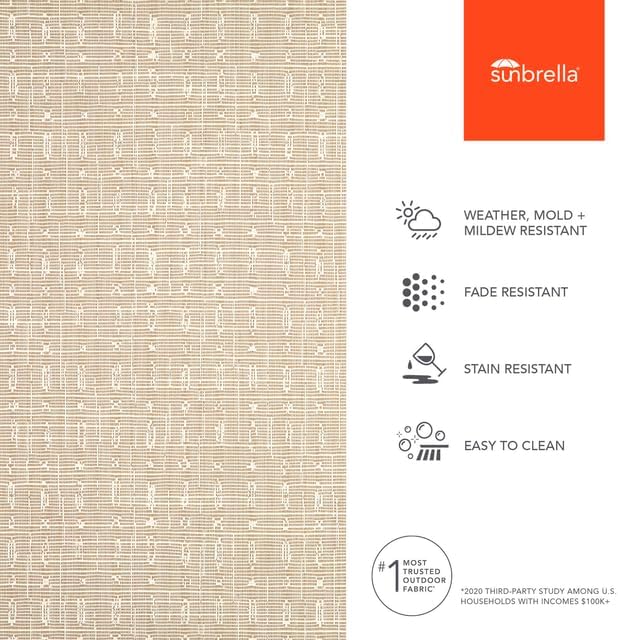 Sunbrella Outdoor Fabric by The Yard | Embrace Linen (Geometric) | Official Sunbrella Seller | Indoor or Outdoor Upholstery Fabric for Chairs, Cushions, Drapery, Pillows, Furniture