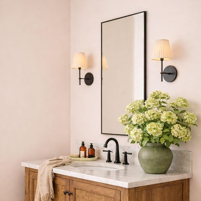 TEHOME Black Bathroom Vanity Mirror with Squared Corners, 24x40'' Matt Black Rectangle Stainless Steel Metal Framed Mirror for Bathroom