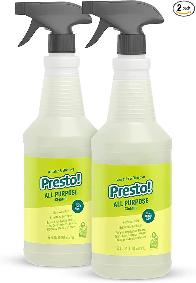 Amazon Brand - Presto! All Purpose Cleaner, Lemon Scent, Streak-Free Formula, Safe for Stainless Steel, 32 fl oz, 2-Pack
