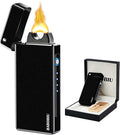 BABOBIU USB Lighter Rechargeable Lighters Windproof Lighters Metal Body Battery Display Arc Flame Push Button Type-C Fast Charging for Candles Outdoor Hiking Father's Day (Matte Black)