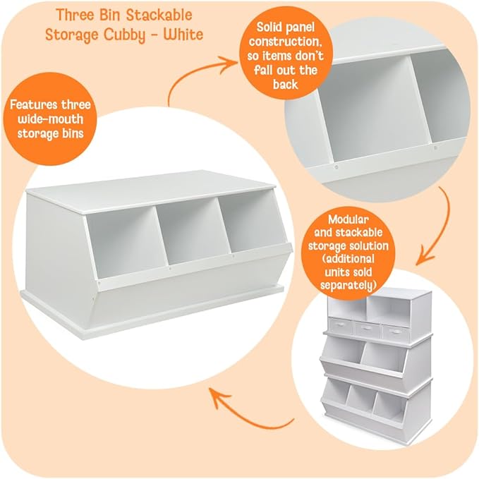 Badger Basket Three-Cubby Storage Unit – Versatile Organizer for Kids' Toys, Books, and Clothes – Durable and Stylish Design