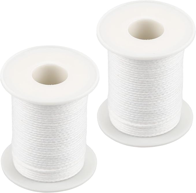 400 Ft Braided Wick 24 Ply Candle Wick Spool 2 Rolls Braided Wick Spools Bulk Cotton Yarn Embroidery Thread for Candle Making Candle DIY