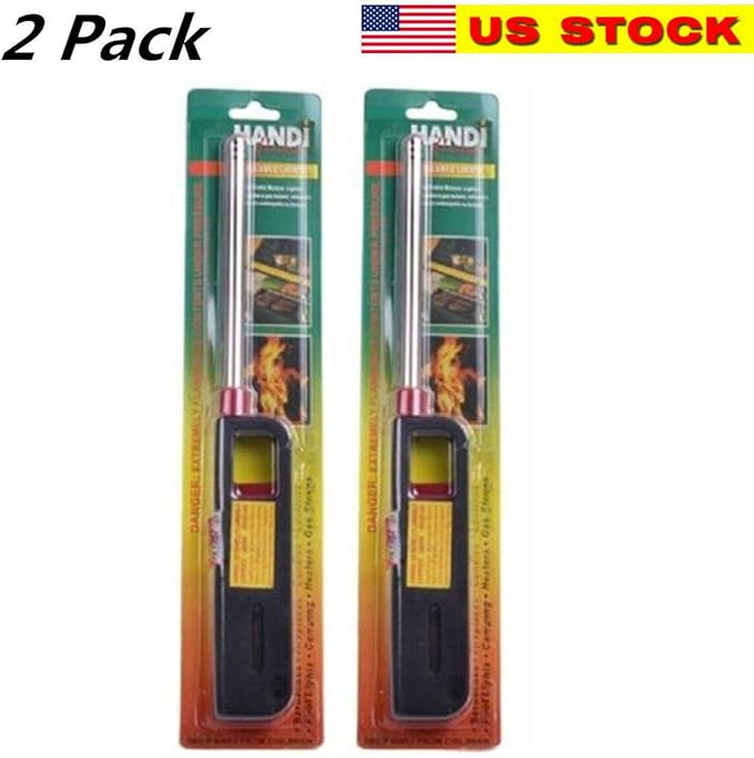 Gas Lighters 11" Butane BBQ Kitchen Stove Fireplace Grill Long Lighters (2)