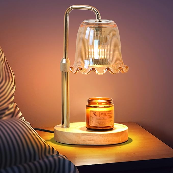 Candle Warmer Lamp with Timer Dimmable, Adjustable Height, House Warming Gifts New Home Decor, Mothers Day Birthday Gifts for Mom Women, Bedroom Decor with 2 Bulbs (Gifts for Women)