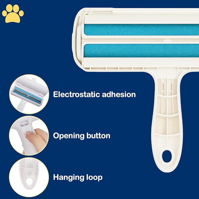 Pet Hair Remover, Reusable Self-Cleaning Lint Roller for Dogs & Cats, Fur Remover for Furniture, Couch, Carpet, Clothes, Bedding & Car, No Adhesive, Multi-Surface, Easy to Use