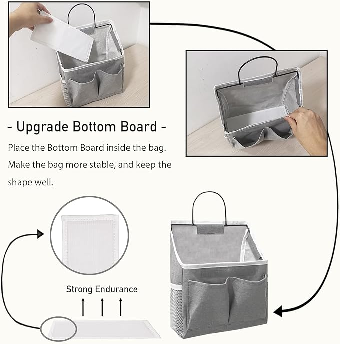 Kanrichu 2pcs Wall Hanging Baskets for Organizing, Hanging Storage Bag as Over the Door Organizer, Wall File Organizer, Rv Storage and Organization. For Bedroom, Office, Camper (Black-Upgraded)