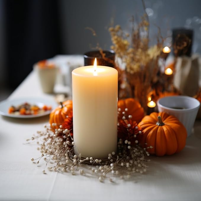 Ivory Pillar Candles – 2.8x4 Unscented Candle Set of 12 – Dripless, Smokeless, and Clean Burning Household Large Decorative Table Candles – Perfect for Weddings, Parties, Dinners