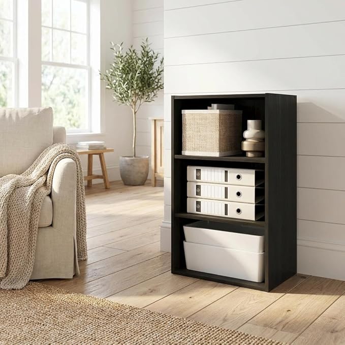 Furnifact Espresso Bookcase, Wood Construction, Modern Design, Durable Storage, Versatile, for Living Room or Office Organization