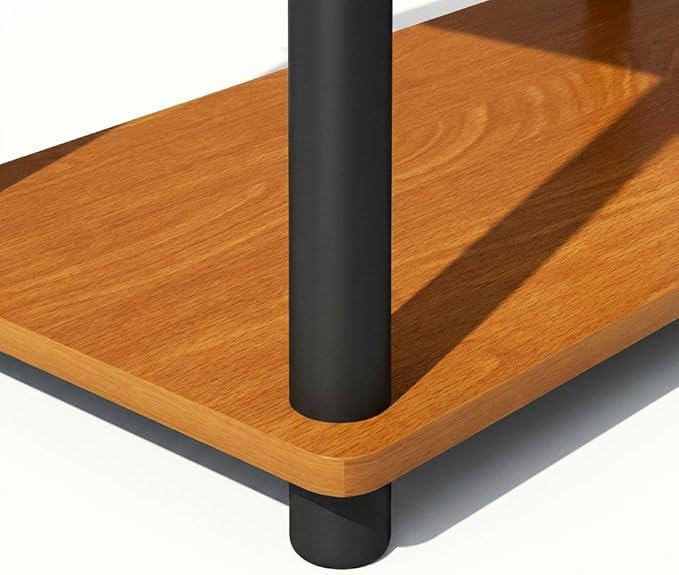 Furnifact Light Cherry Black Bookcase with Modern Design, Sturdy Wood Construction, Single Piece for Home Office, Living Room, or Study Space