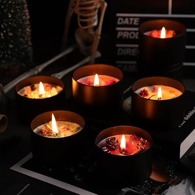 24-Pack Candle Jars, 12pcs 8oz + 12pcs 4oz Candle Tins with Lids, Empty Candle Jars for Making Candles Bulk Candle Containers - Matte Black