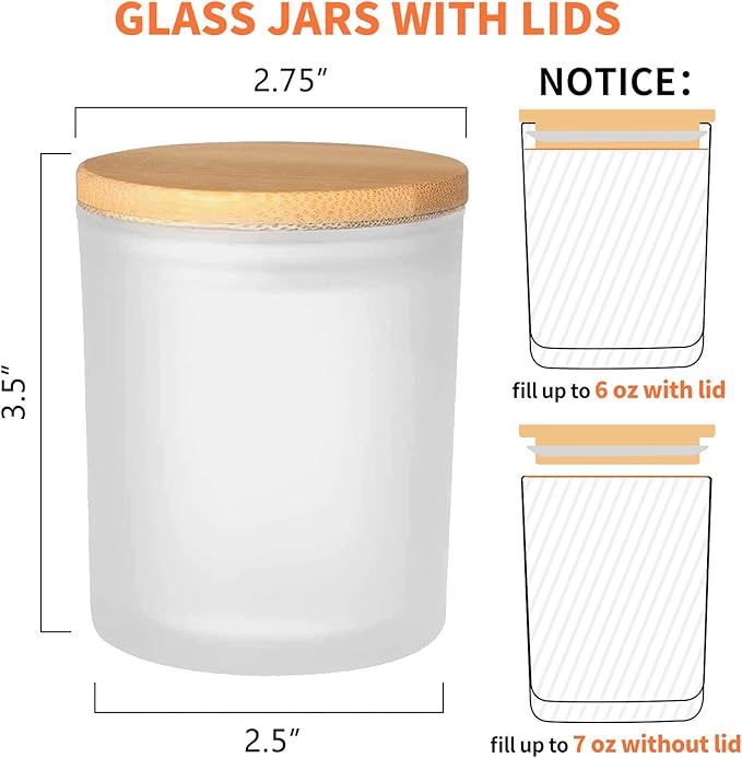 SUPMIND 15 Pack Empty Candle Jars, 7oz Frosted Glass Jars with Bamboo Lids Candle Containers in Bulk for Making Candles, Stickers and Labels Included
