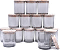 SHOWIN 8 OZ Thick Candle Jars for Making Candles 15 Pcs, Gray Empty Jars with Wood Lids for Candle Making, Sample Container,Clear Gray