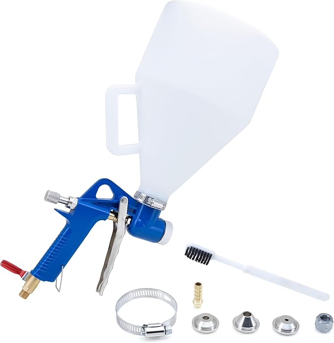 NEIKO 31227A Drywall Texture Sprayer, Air Texture Gun with 1.2 Gallon Hopper Gun, 3 Nozzles: 4 mm, 6 mm, 8 mm, Stucco Mud or Popcorn on Walls and Ceiling, Knockdown, Spray Gun with Handle
