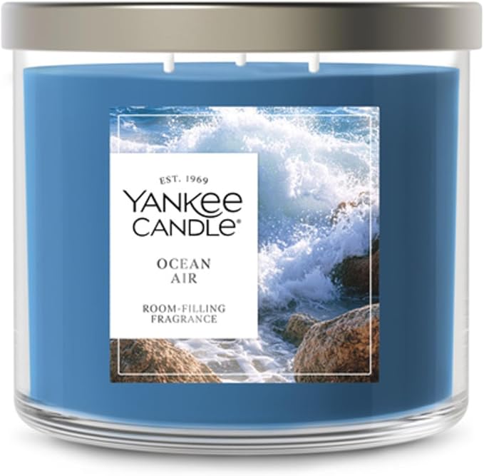 Yankee Candle Ocean Air, Scented Candle, 14.5oz 3-Wick Candle Jar with up to 40 Hours Burn Time