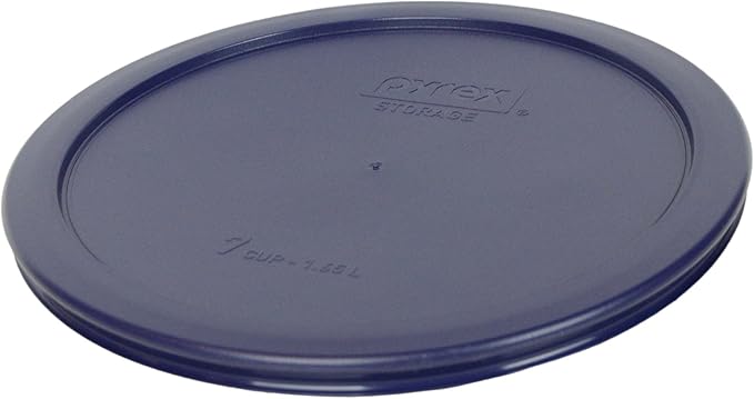 Pyrex 7203 7-Cup Glass Mixing Bowl with 7402-PC Blue Plastic Lid, Food Storage Container, Dishwasher Safe, Ideal for Food Prep & Leftovers - Made in the USA