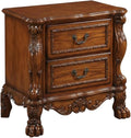 Furnifact Red Dresden Cherry Oak Nightstand, Poplar Wood, MDF, Poly-Resin, Transitional Vintage Design, Spacious Storage, Durable Build for Bedroom Decor