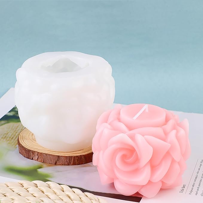 Rose Bouquet Silicone Molds, 3D Rose Resin Candle Molds, Silicone Molds for DIY Handmade Soaps, Clay Craft, Epoxy Resin Crafts, Birthday Gifts, Valentine's Day Gifts & Home Decorations(E)