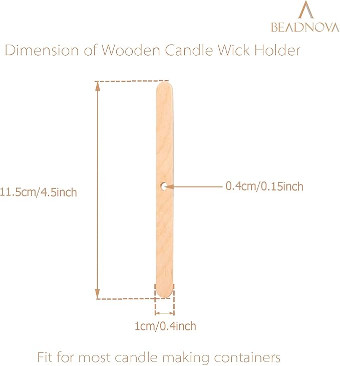 BEADNOVA Candle Wick Holders for Candle Making Wooden Wick Holder 50 pcs Centering Device Bar for DIY Making